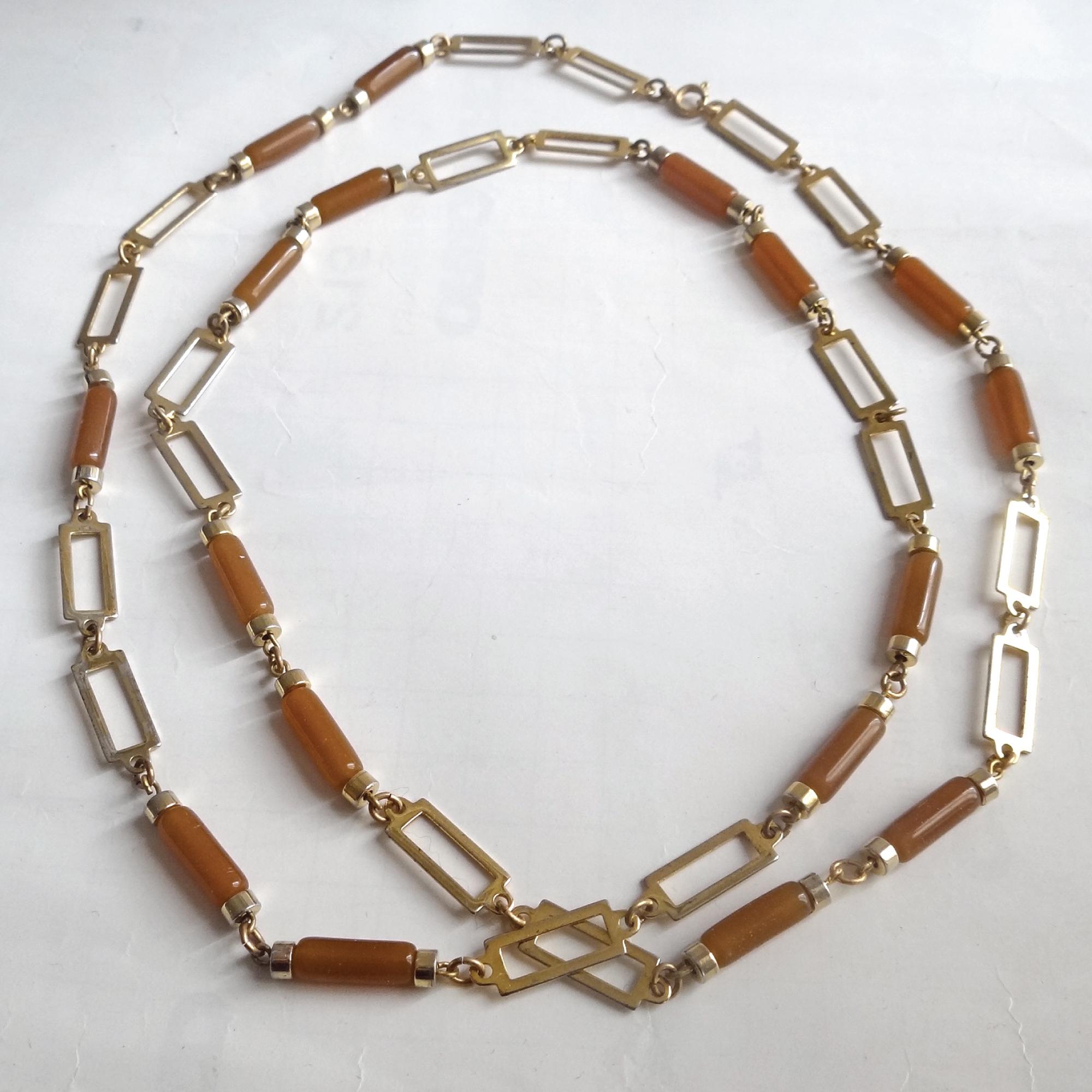 Collier Sautoir Vintage Ancien - Bijou Rétro D'occasion, Longueur Ajustable