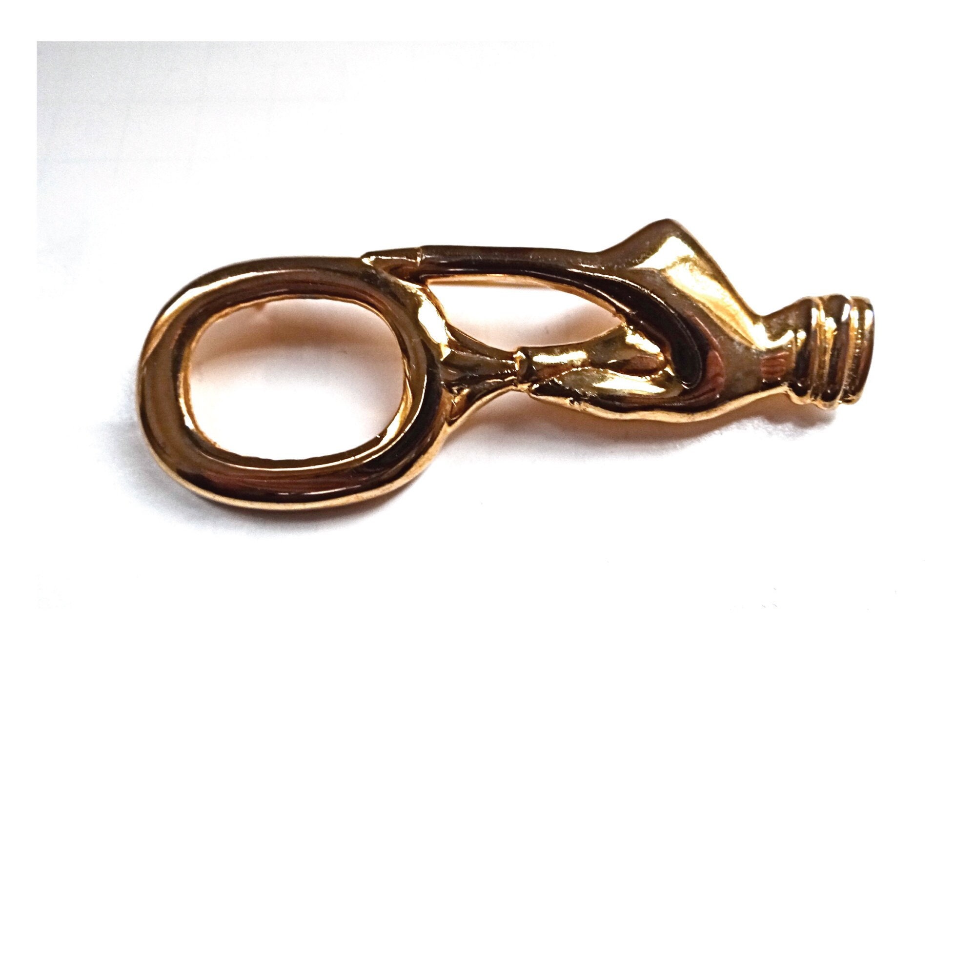 VINTAGE BROOCH; 80 years; Brooch your Gold a hand holding a mirror; Collectable; For Her and for Him; Vintage jewelry.