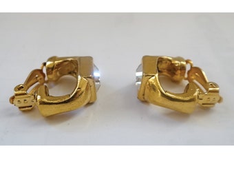 Boucles D'oreilles Clips ZOE COSTE / REMINISCENCE - Orange - Métal Doré - Occasion Très Bon état