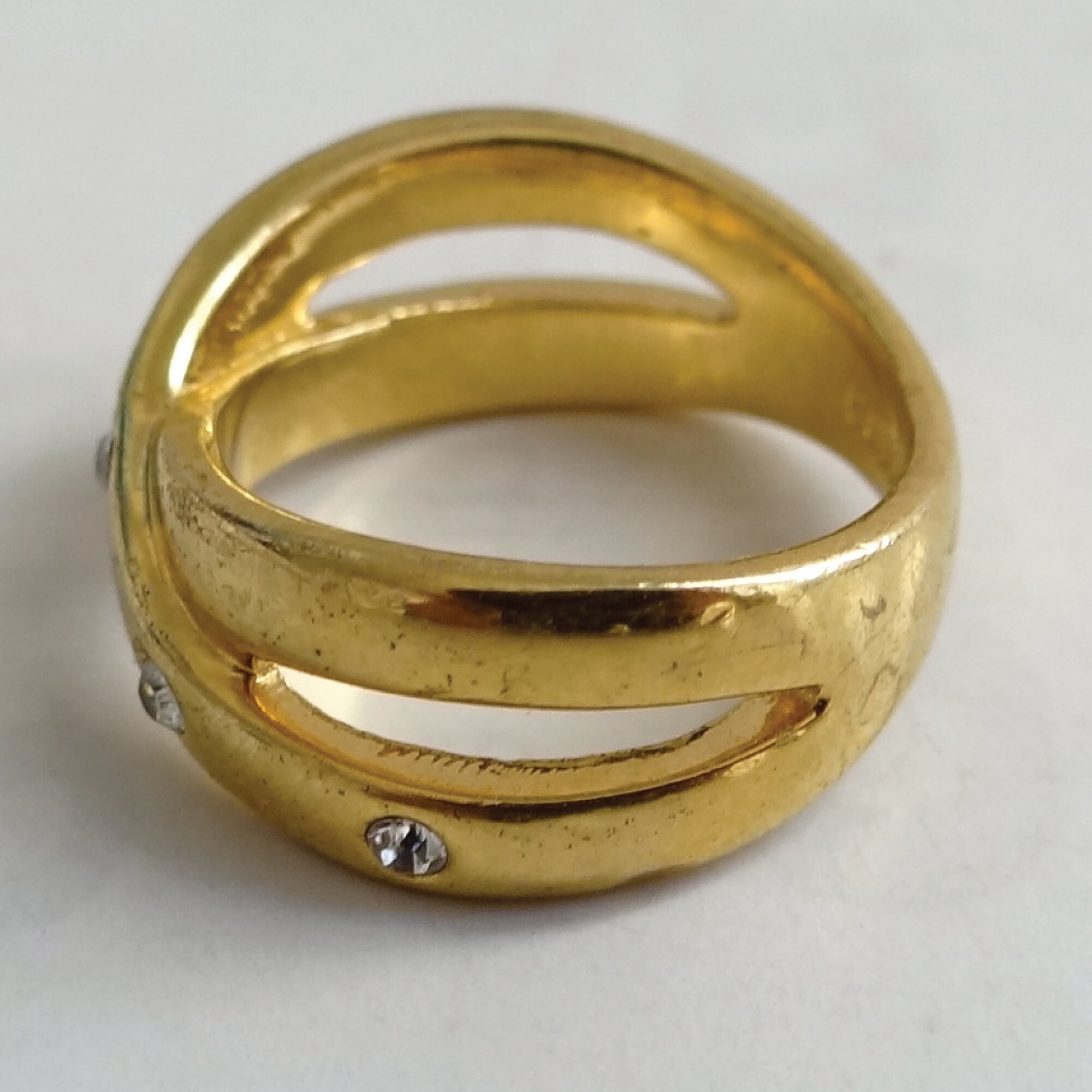 CAMILLE & LUCIE RING; Double Ring Ring, Gold Tone and Brilliant Ring ...