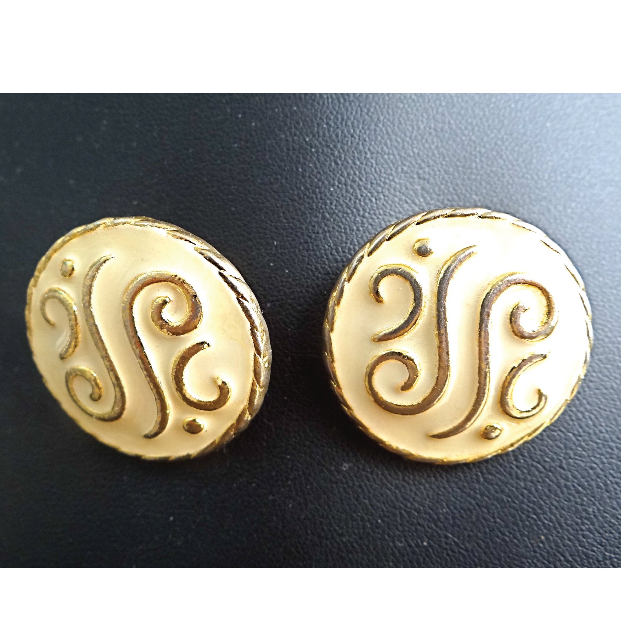 Clips D'oreilles Moderniste En Métal Et Strass - Style Line Vautrin - Occasion