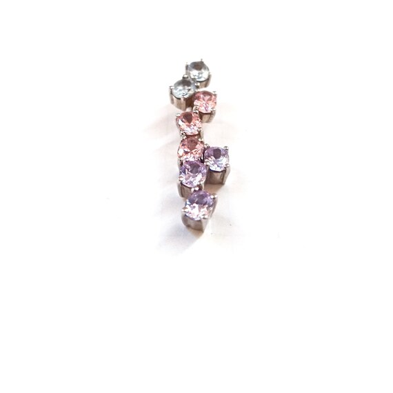 PENDENTIF ART DÉCO; Pendentif en Argent et Zircons; Pendentif Zircons Roses et Bleus; Années 80; Pour Elle; Collectible, bijoux Vintage.