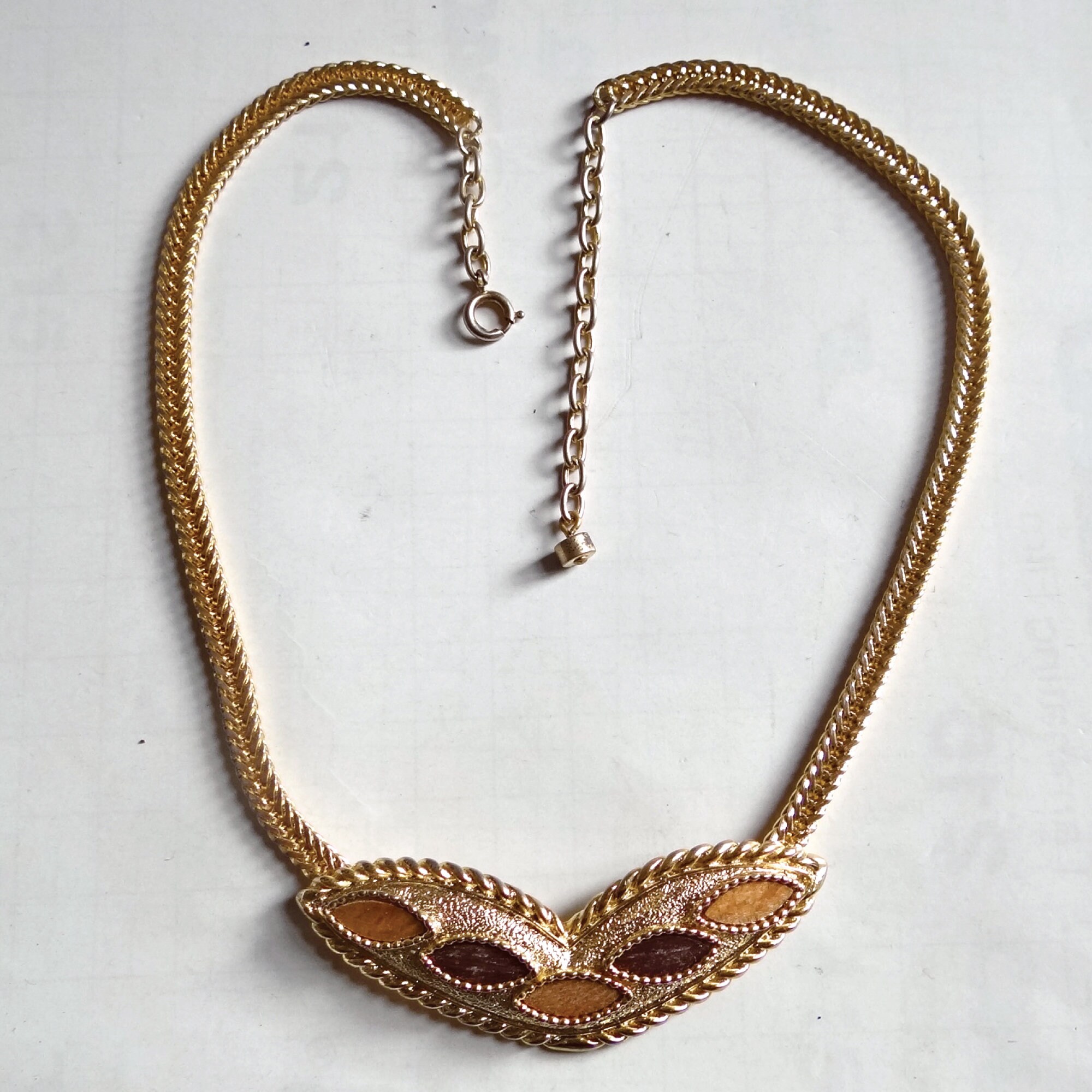 Collier Vintage Signé ORENA Paris - Style Art Déco Années 8 - Couleur Or - Occasion