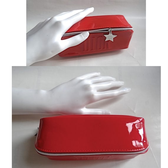 CHRISTIAN DIOR TROUSE; Red Patent Leather Pouch Signed Dior, C