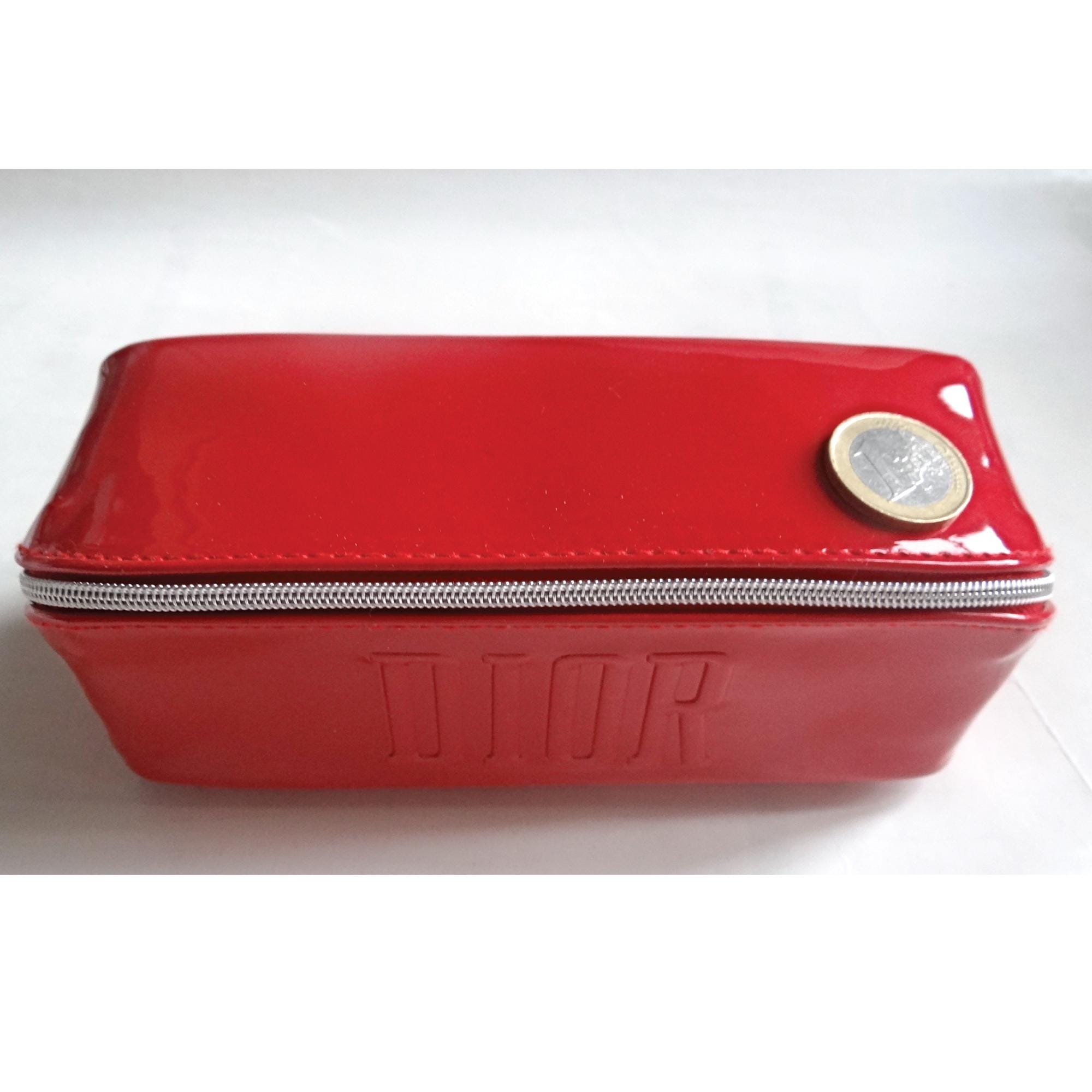 CHRISTIAN DIOR TROUSE; Red Patent Leather Pouch Signed Dior, C