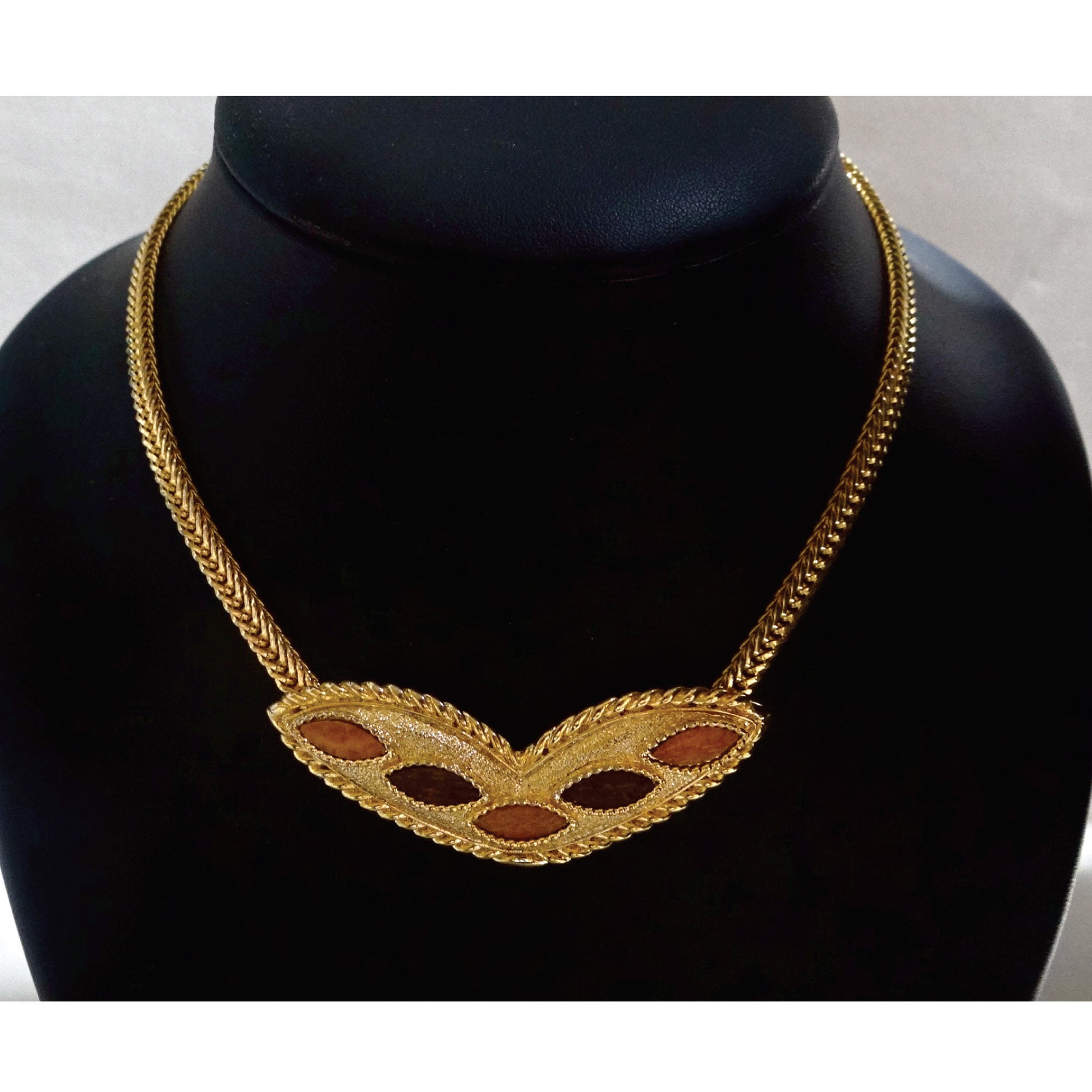 Collier Vintage Signé ORENA Paris - Or Couleur Art Déco - Occasion Parfait état - Bijou Ancien De Couture
