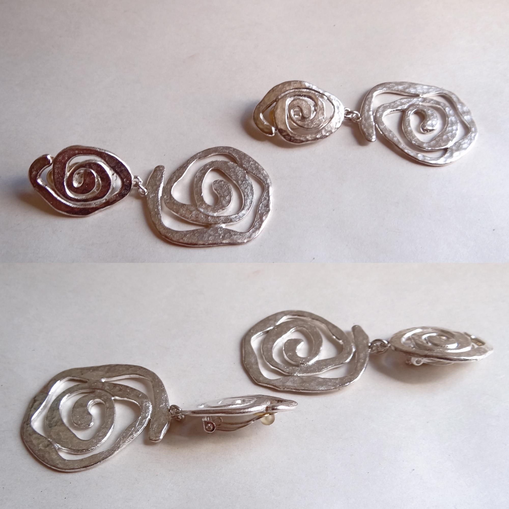 Boucles D'oreilles Clips Vintage Il était Une Fois - Pendantes, Dorées, Années 90