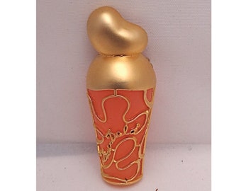 NINA RICCI BROOCH; 2000s; Nina Ricci perfume bottle brooch; Gold tone perfume brooch; Collectable; Made in France; For her.