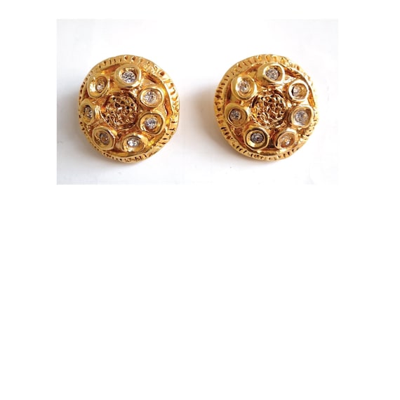 Clips D'oreilles Vintage Années 80 Signés Paris - Doré, Occasion, Style Créateur Défilé