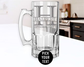 Personalized Etched 34oz Beer Mug-Groomsmen Gift-Gifts for Him-Gifts for Dad-Gifts for Husband-Birthday-Halpert