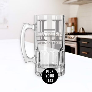 Personalized Etched 34oz Beer Mug-Groomsmen Gift-Gifts for Him-Gifts for Dad-Gifts for Husband-Birthday-Halpert