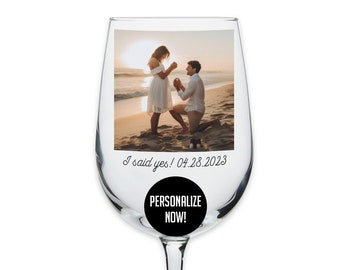 Verre à vin à pied 16 oz imprimé avec photo personnalisée, cadeau personnalisé, épouse, demoiselle d'honneur, fête des mères, fiançailles, mariage douche nuptiale