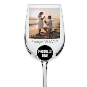 Personalized Photo Printed 16oz Stemmed Wine Glass, Custom Gift, Wife, Bridesmaid, Mother&#39;s Day, Engagement, Wedding Bridal Shower