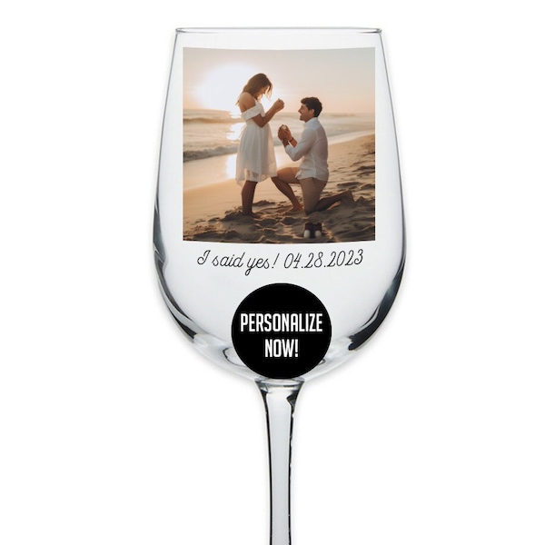 Personalized Photo Printed 16oz Stemmed Wine Glass, Custom Gift, Wife, Bridesmaid, Mother's Day, Engagement, Wedding Bridal Shower