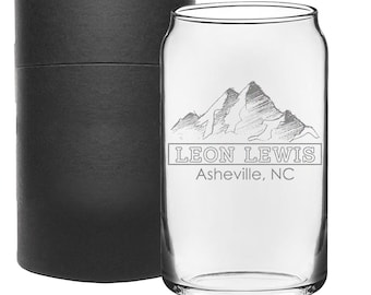 Personalized Etched Beer Can Glass 16oz / Custom Beer Can Glass / Gifts for Him / Birthday Gift / Anniversary Gift / Groomsmen Gift | Lewis