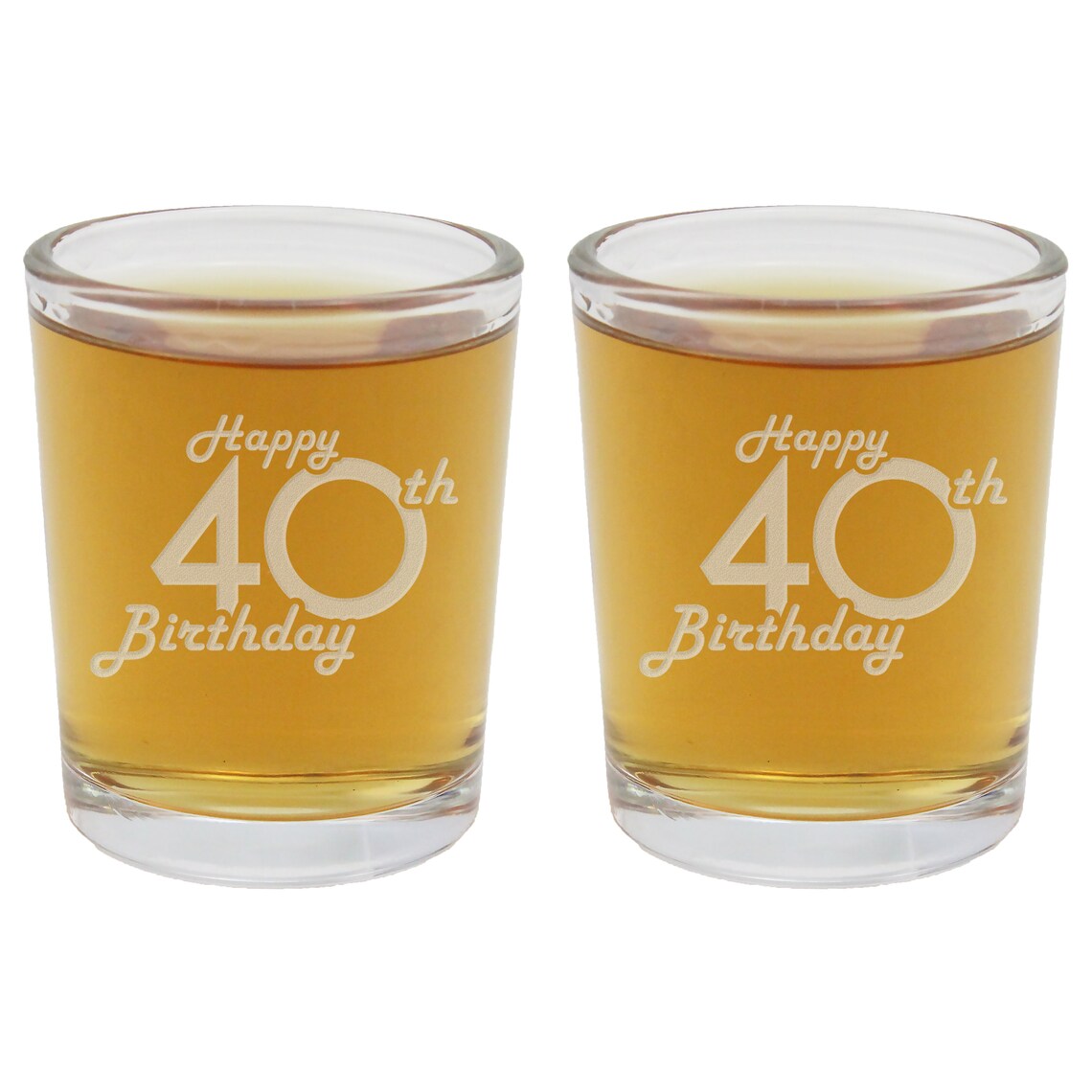 2pk Happy 40th Birthday Etched Shot Glasses 40th Birthday Etsy