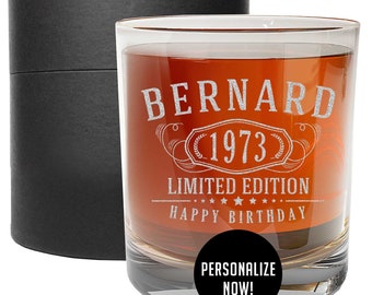 Verre à whisky rock personnalisé gravé à l'eau-forte | Cadeau personnalisé | Cadeau pour lui | pour elle | Mari | Garçons d'honneur | Cadeaux d'anniversaire | Bernard