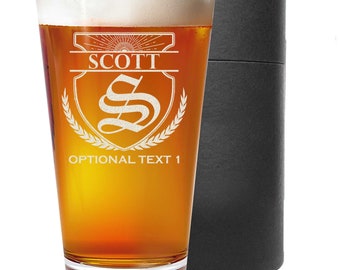 Personalized Etched Pint Glass-Custom Beer Glass-Groomsman Gift-Birthday Gift-Gifts for Him | Scott