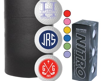 Personalized Printed Monogram Golf Balls, 3 Pack, White