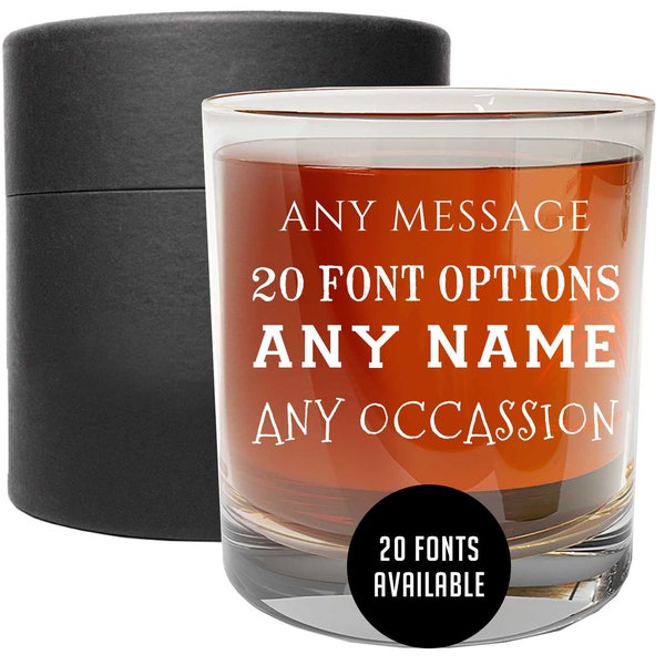 Personalized Etched Whiskey Rocks Lowball Glass / Gifts for Him / Gifts for Her / Wedding Gifts / Birthday Gifts | Your Text Here