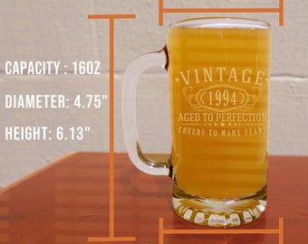 Chope De Bière Personnalisée Anniversaire 29 Ans - Verre Pinté Imprimé En France, Cadeau Original