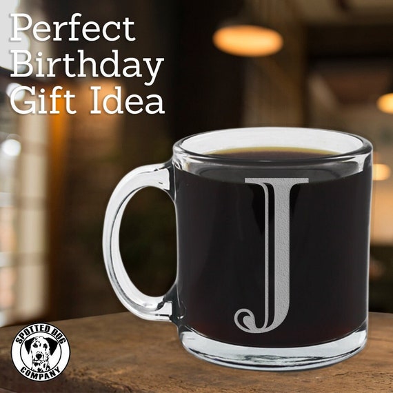 Monogram Etched 'J' Coffee Mug / Etched Glass Mug / Housewarming Coffee Mug  Gift / Initial Coffee Mug - Etsy