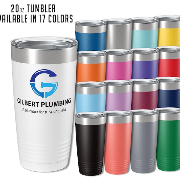 Personalized 20oz Powder Coated Tumbler with Lid, Pick Your Color With 17 To Choose From, Logo