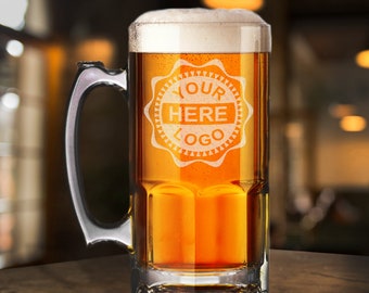 Your Logo Here or Custom Designs | Custom Etched 34oz. Beer Mug