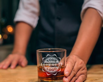 Personalized Your Logo Here or Custom Designs | Custom Etched 11oz. Lowball Whiskey Glass