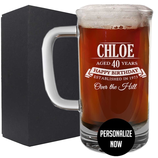 Personalized Etched Birthday 16oz Beer Mug / Vintage / Aged to Perfection / Birthday Supplies | Chloe