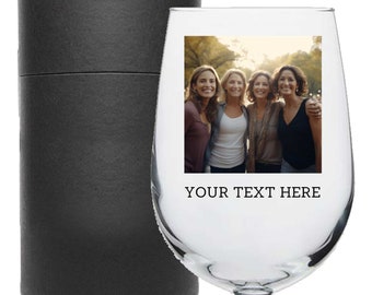 Personalized Photo Printed 16oz Stemmed Wine Glass, Custom Gift, Gift for Her, Wife, Bridesmaid, Birthday Gifts, Mother's Day Gift, Photo