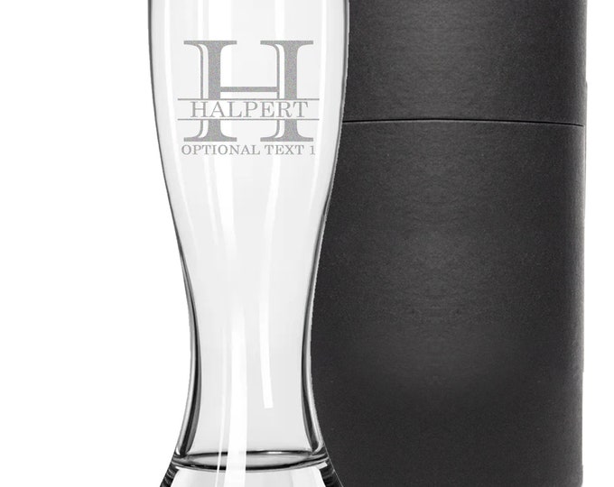 Personalisiertes geätztes 23 Unzen Pilsner Glas | Personalisiertes Bierglas / Bierkrug mit Gravur / Hochzeitsgeschenke | Halpert