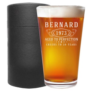 Personalized Etched 16oz Beer Mug-vintage-aged Perfection-birthday Supplies-birthday Gift-gifts For Men-bernard - UK