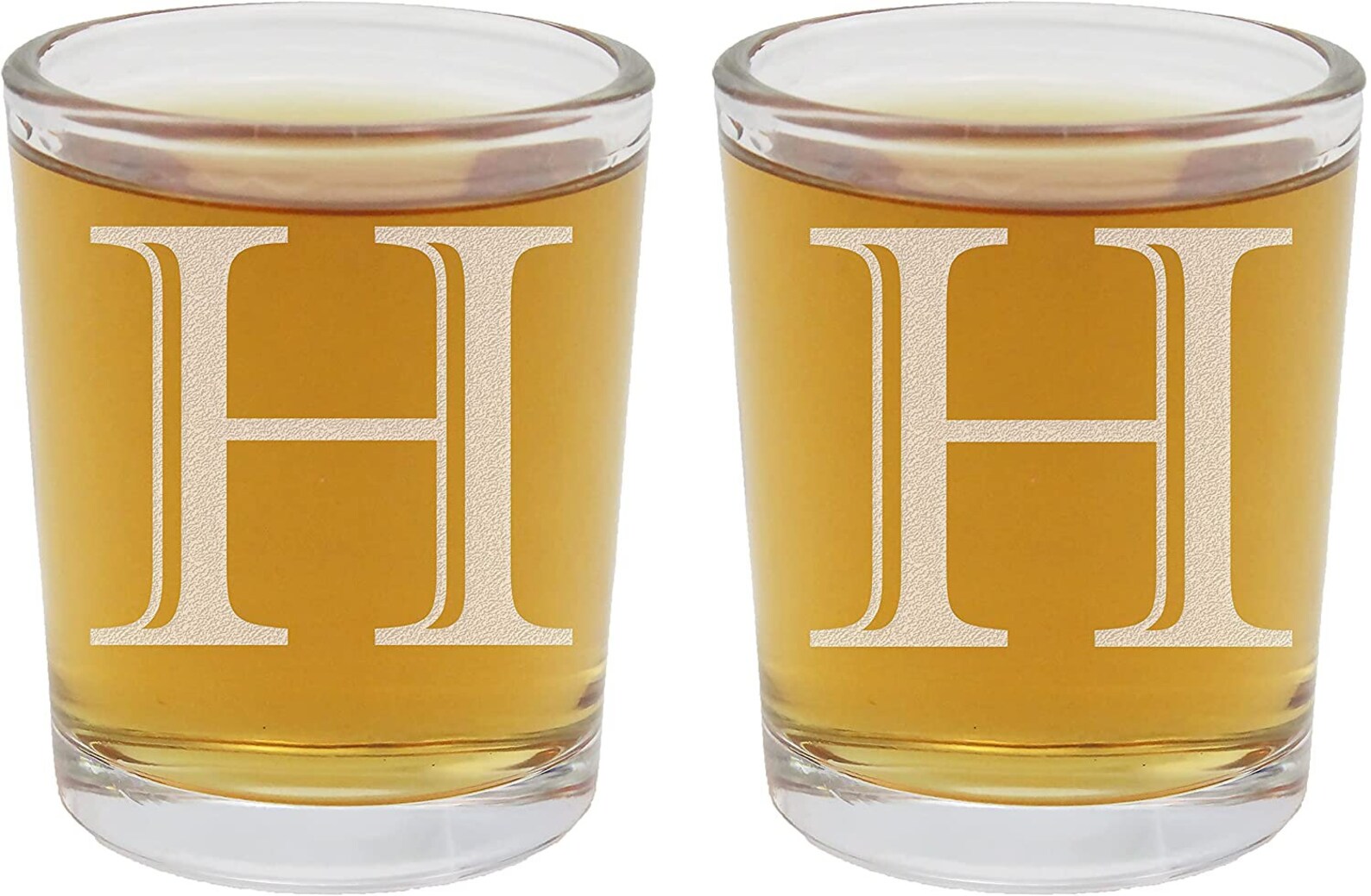 2pk Etched Monogram 2.5oz Shot Glasses letter H Etsy