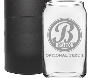 Personalized Etched Beer Can Glass 16oz / Personalized Beer Can / Birthday Gift / Anniversary Gift / Groomsmen | Bratton