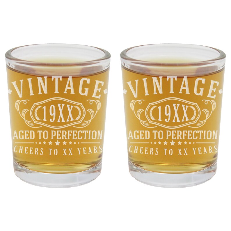 2pk Vintage XXXX Etched Shot Glasses Custom Birthday Aged to Etsy