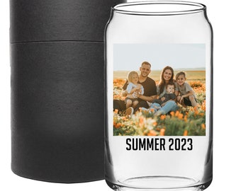 Personalized Photo Printed Beer Can Glass 16oz, Custom Beer Glass, Gifts for Him, Birthday Gift, Groomsmen Gift, Gift for Her | Photo