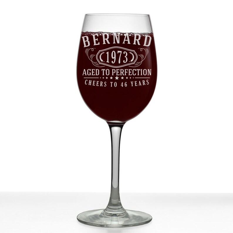 Personalized Etched Stemmed Wine Glass / Birthday Gift / Etsy