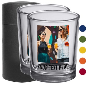 Personalized Printed Photo 2pk 2.5oz Shot Glasses, Fathers Day Gift, Add Your Image or Picture