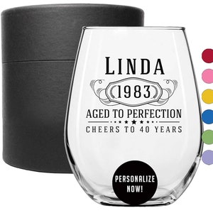 Personalized Printed 17oz Stemless Wine Glass, Pick Your Color, Custom Gift, Gift for Her, Wife, Bridesmaid, Birthday Gifts | Bernard