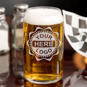 Your Logo Here or Custom Designs | Custom Etched 16oz. Beer Can Glass