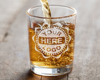 Personalized Your Logo Here or Custom Designs | Custom Etched 2pk. Shot Glasses 2.5oz.