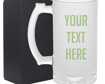 Personalized 16oz Frosted Beer Mug, Custom Beer Glass, Groomsman Gifts, Birthday Gifts, Gifts for Him | YTH Dye