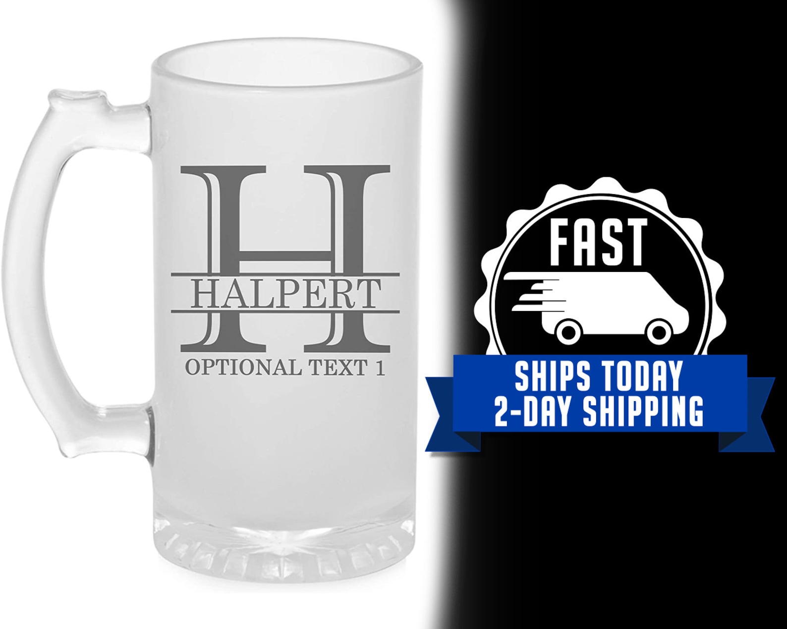 Personalized 16oz Frosted Beer Mug Halpert Etsy
