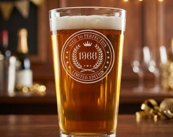 Personalized Vintage 60th Etched 16oz Pint Glass – Custom 1966 Happy 60th Birthday Gifts Men Women Him Her, Customized Decorations,...