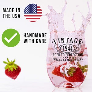 Vintage 1944 Printed 2-Pack Shot Glasses - 1.75oz, 81st Birthday Gift, Dishwasher Safe - View #4