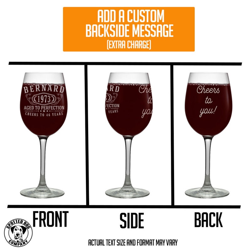 Personalized Etched Stemmed Wine Glass / Birthday Gift / Etsy