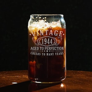 Vintage 1944 Etched 16oz Beer Can Glass - 81st Birthday Aged to Perfection - 81 years old gifts