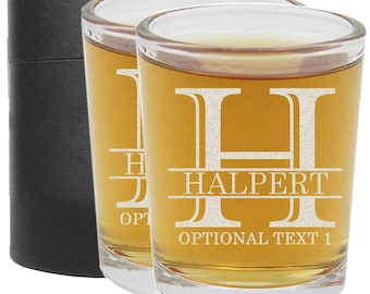 Personalized 2pk Etched 2.5oz Shot Glasses | Halpert