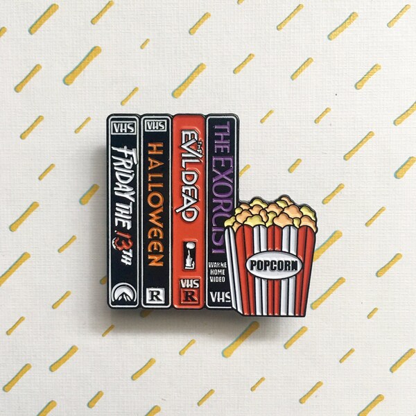 CLEARANCE: VHS and Chill Enamel Pin | Friday The 13th | Halloween | The Exorcist